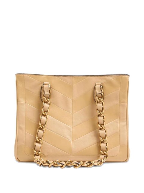 Valentino Garavani logo-plaque chain-strap leather tote bag - Neutrals - zdjęcie produktu nr 2