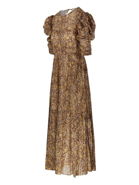 MARANT ÉTOILE Sichellia puff-sleeve floral maxi dress - Brown