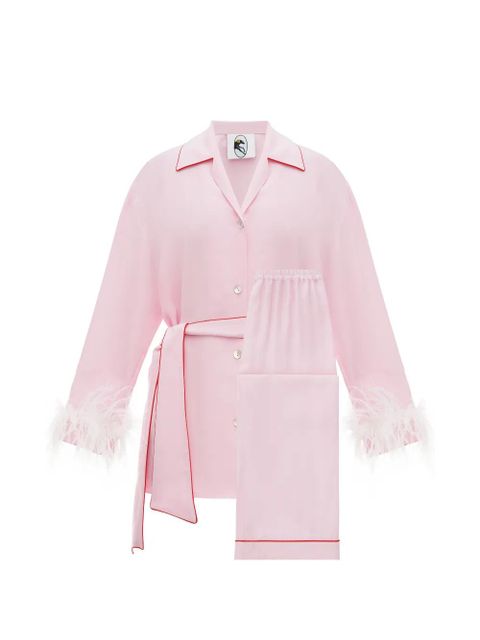 Sleeper Miss Cat belted feather-detail pajama set - Pink - zdjęcie produktu nr 1