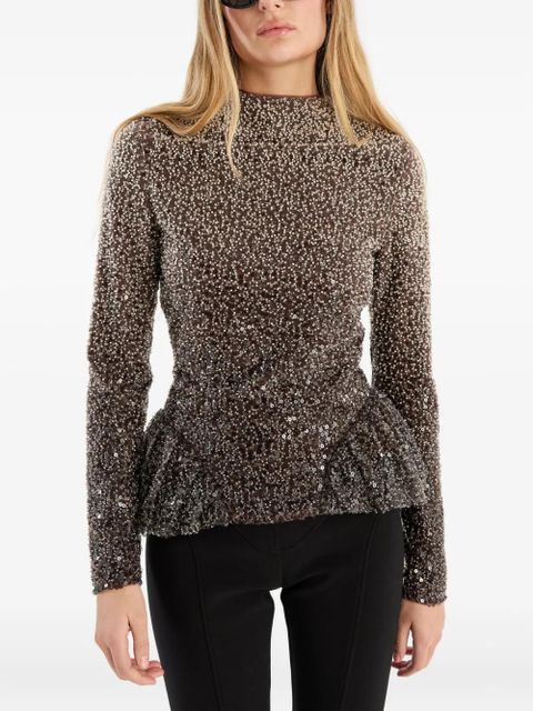 ROTATE BIRGER CHRISTENSEN beaded peplum top - Grey