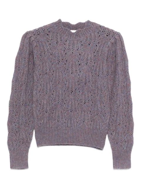 MARANT ÉTOILE puff-sleeve open-knit sweater - Purple