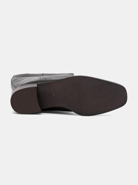 Jeffrey Campbell kozaki skórzane LADA kolor czarny na płaskim obcasie U321-N01-007