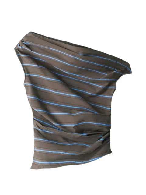 STAUD striped one-shoulder top - Brown - zdjęcie produktu nr 1