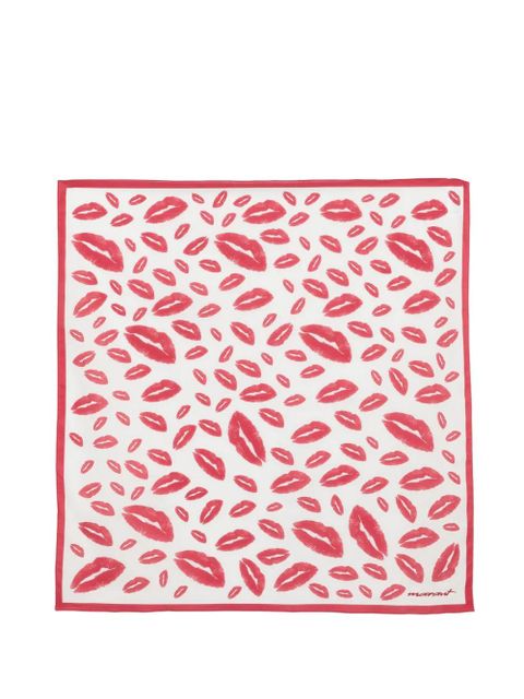 ISABEL MARANT lip-print auwena scarf - White - zdjęcie produktu nr 1