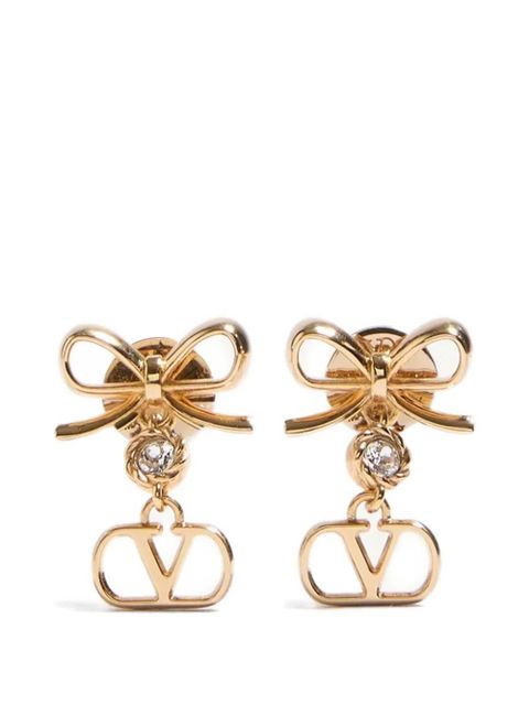 Valentino Garavani Vlogo Signature earrings in metal and Swarovski® crystals - Gold - zdjęcie produktu nr 1