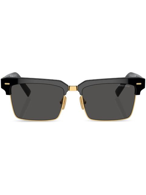 Miu Miu Eyewear logo-lettering square-frame sunglasses - Black - zdjęcie produktu nr 1