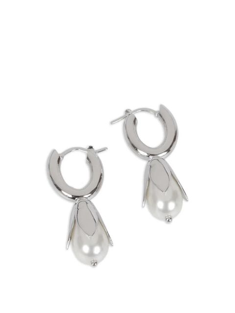 Simone Rocha flower hoop earrings - Silver