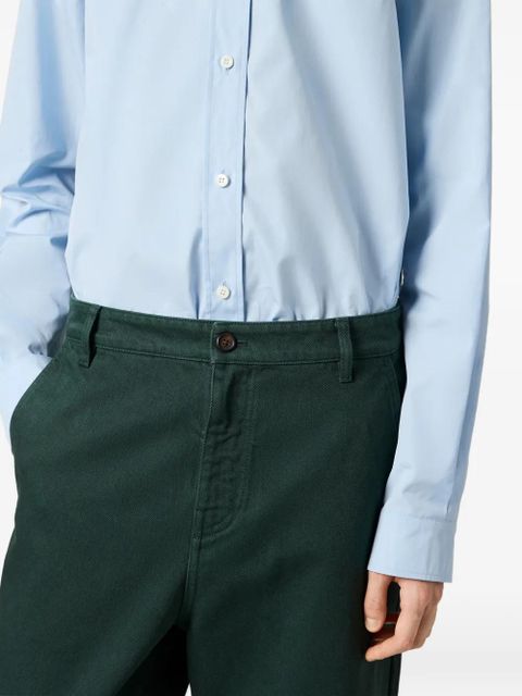 Miu Miu button-down embroidered poplin shirt - Blue