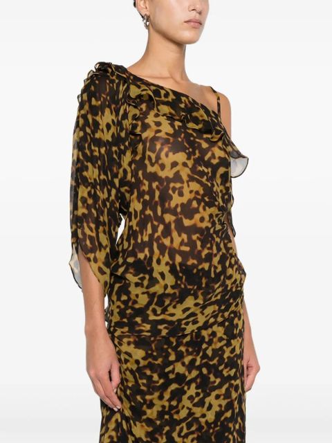 Christopher Esber ruffle-trimmed drape top - Brown - zdjęcie produktu nr 2