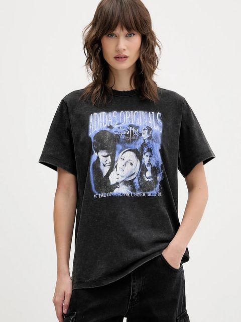 adidas Originals t-shirt bawełniany Buffy Tee damski kolor czarny wzorzysty JX1278 - zdjęcie produktu nr 2