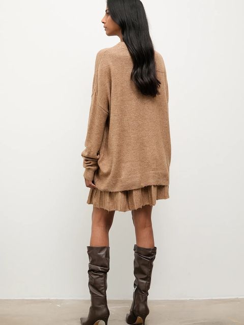 Answear.LAB sweter i spódnica damski kolor beżowy