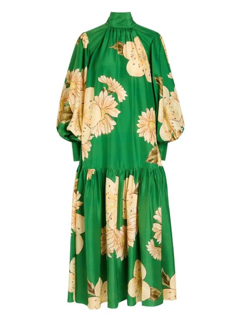 ALEMAIS floral bishop-sleeve gown - Green - zdjęcie produktu nr 1