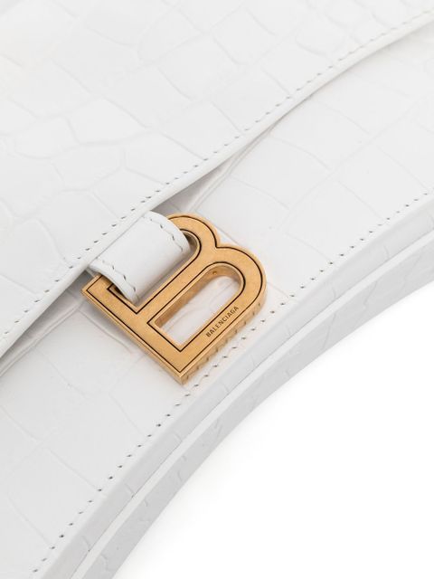 Balenciaga small Crush crocodile-embossed shoulder bag - White
