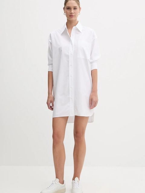 Calvin Klein Jeans sukienka bawełniana kolor biały mini oversize LV047C022G - zdjęcie produktu nr 2