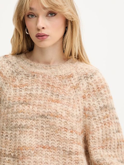 BOSS Orange sweter wełniany damski kolor beżowy 50527837