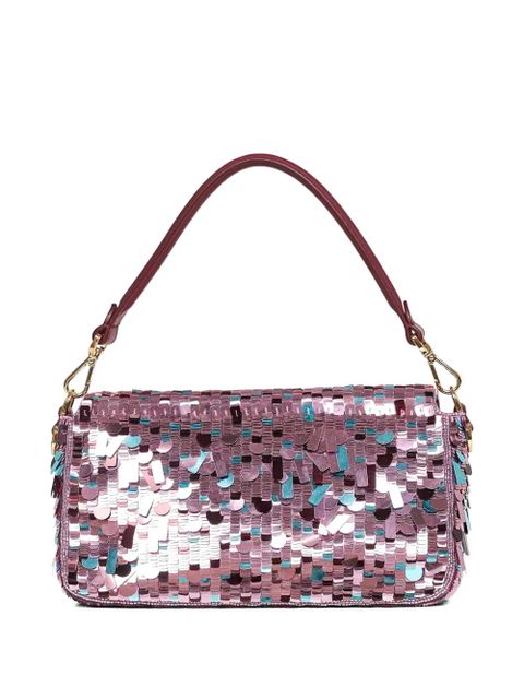 FENDI Baguette sequin-embroidered shoulder bag - Pink