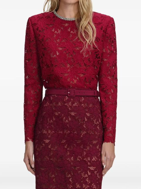 Self-Portrait lace midi dress - Red - zdjęcie produktu nr 1