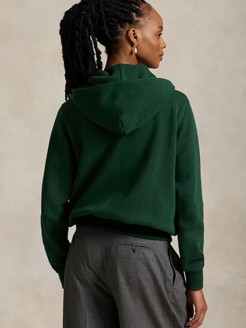 Polo Ralph Lauren bluza damska kolor zielony z kapturem gładka 211971699 - zdjęcie produktu nr 2