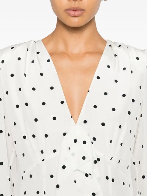 Alessandra Rich polka dot pleated midi dress - White