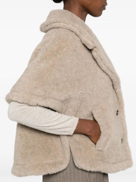 Max Mara button-fastening short-sleeve cape - Neutrals