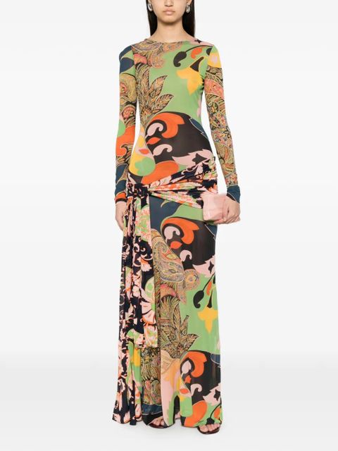 ETRO paisley-print draped maxi dress - Green - zdjęcie produktu nr 2
