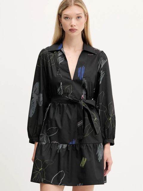 Desigual sukienka bawełniana PISOS kolor czarny mini prosta 25WWVW06 - zdjęcie produktu nr 1