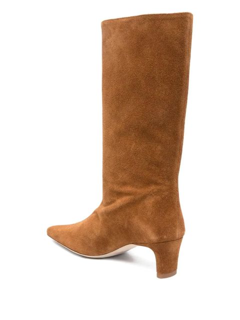 STAUD 60mm Wally suede leather pointed-toe boots - Neutrals