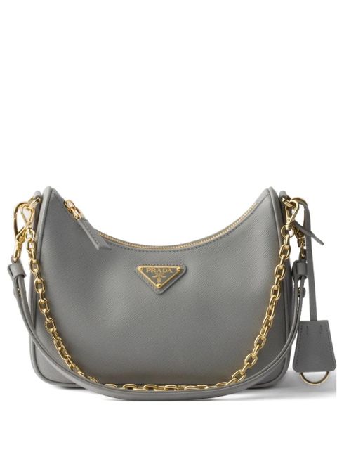 Prada mini Re-Edition leather shoulder bag - Grey - zdjęcie produktu nr 1