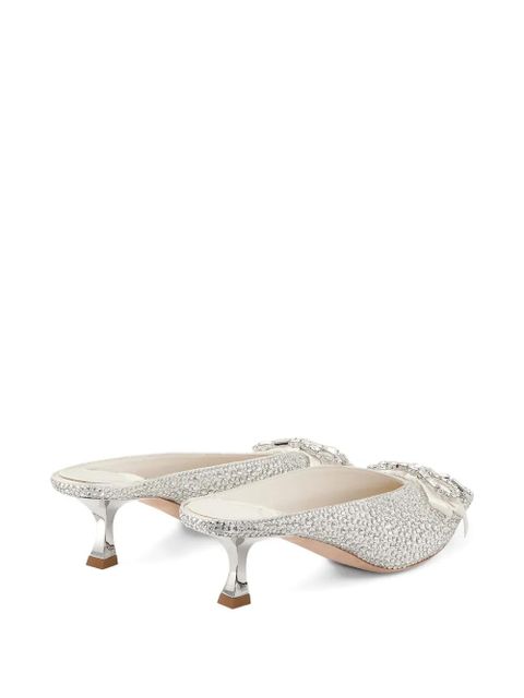 Jimmy Choo 50mm Auria crystal bow mule - Silver