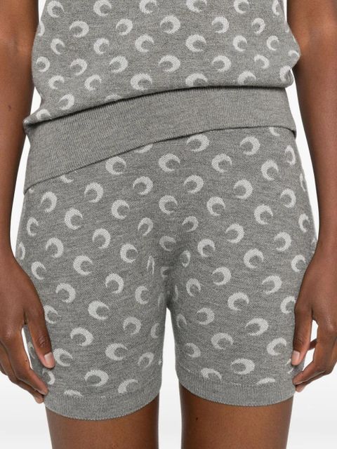 Marine Serre Moon jacquard knitted shorts - Grey