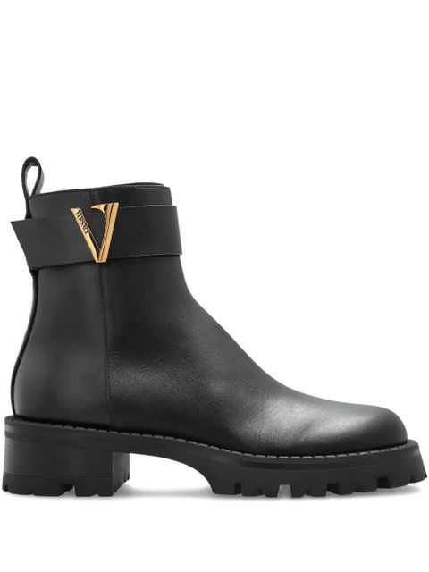 Versace V-Ankle buckle-detail boots - Black - zdjęcie produktu nr 1