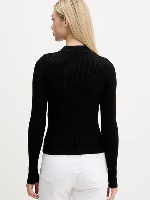 Karl Lagerfeld Jeans sweter damski kolor czarny lekki z półgolfem A4W18013