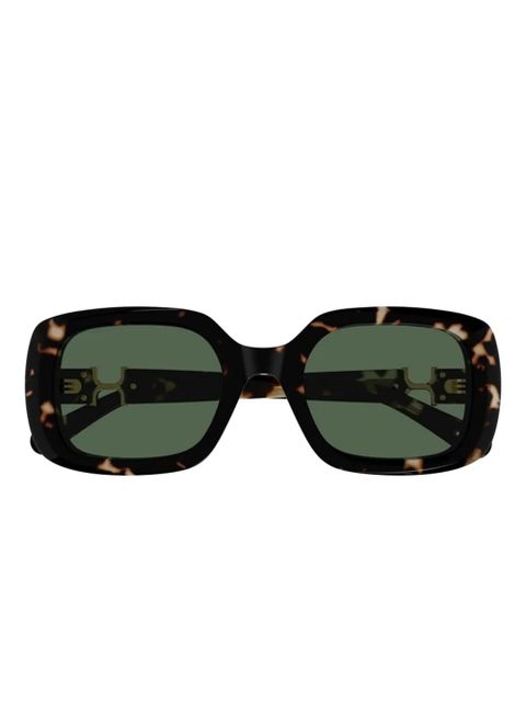 Chloé Eyewear logo-detail geometric-frame sunglasses - Brown - zdjęcie produktu nr 1