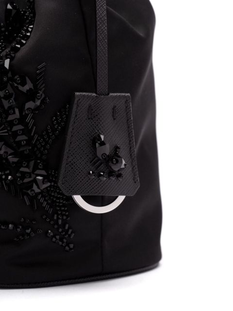 Prada enamel triangle-logo tote bag - Black