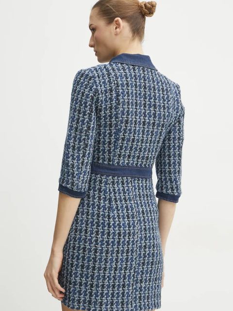 Morgan sukienka z domieszką wełny RETTI kolor niebieski mini dopasowana RETTI