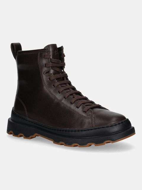 Camper botki skórzane Brutus+ damskie kolor brązowy na płaskim obcasie K400816-002 - zdjęcie produktu nr 1