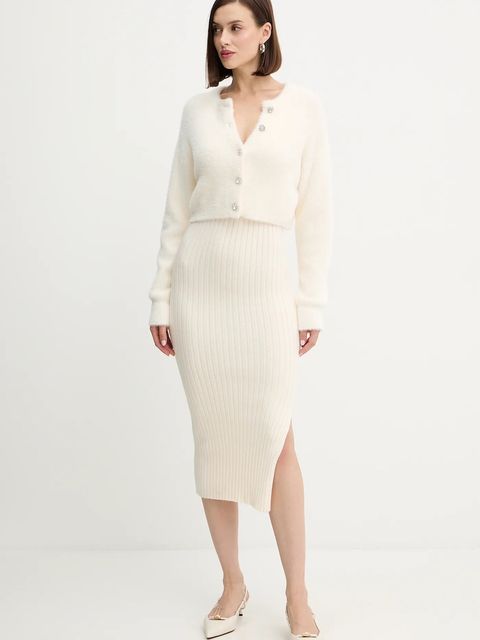 Morgan sukienka i kardigan kolor beżowy midi dopasowana RMORILO - zdjęcie produktu nr 1