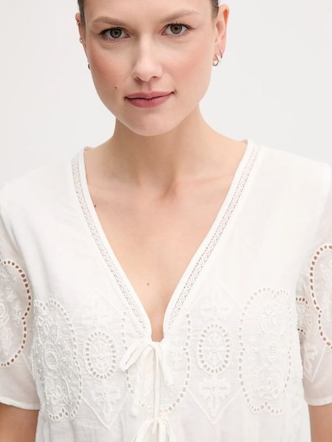 Pepe Jeans sukienka EDEN kolor beżowy mini rozkloszowana PL953699