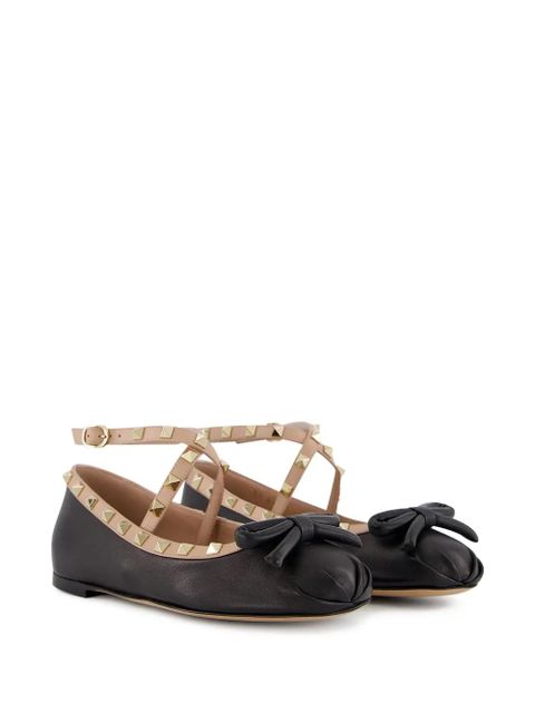 Valentino Garavani Rockstud leather ballerina shoes - Black