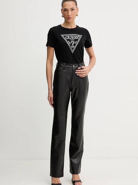 Guess t-shirt bawełniany damski kolor czarny W5BI18 I3Z14