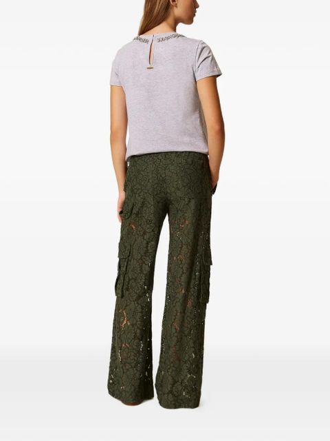 TWINSET floral-lace palazzo pants - Green
