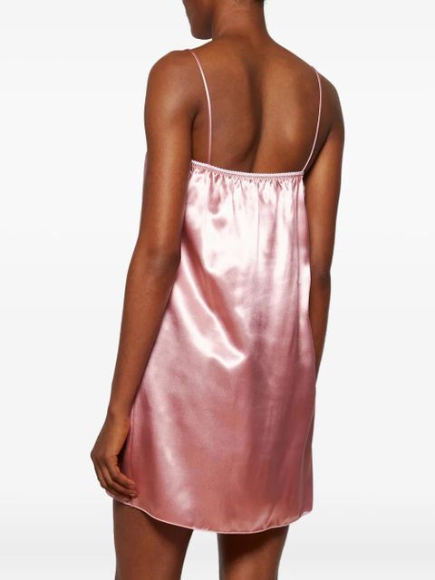 Miu Miu logo-patch satin slip dress - Pink