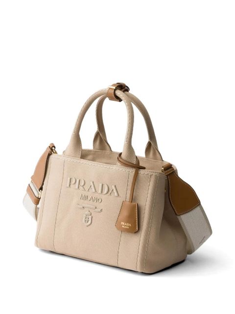 Prada Jardini re small cotton canvas bag - Neutrals