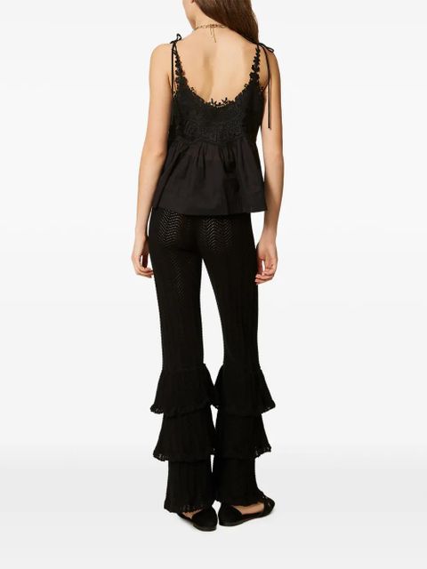 TWINSET ruffled knitted trousers - Black