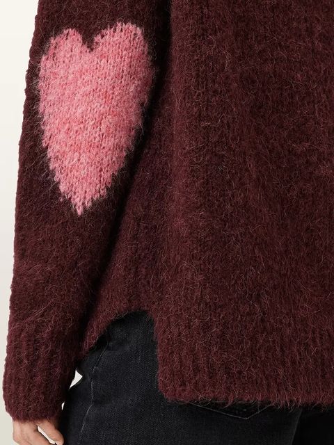 AllSaints sweter z dodatkiem wełny LUVHEART damski kolor czerwony ciepły W078KC