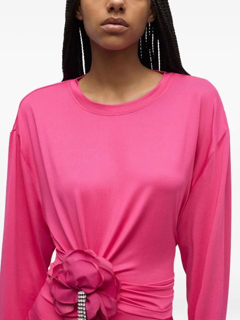 AREA crystal-flower draped top - Pink