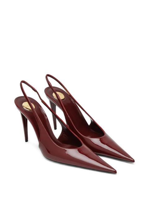 Saint Laurent Guermantes leather slingback pumps - Red - zdjęcie produktu nr 2