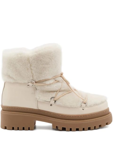 Yves Salomon lace-up shearling boots - Neutrals - zdjęcie produktu nr 1