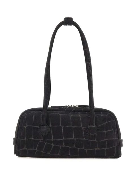 Marge Sherwood Soft Boston croc-effect suede shoulder bag - Black