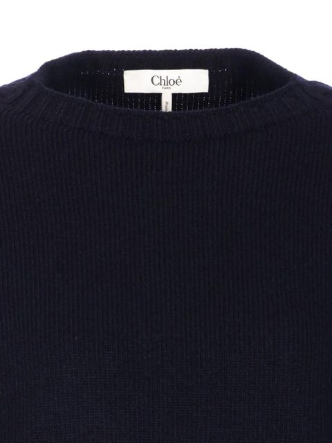 Chloé crew-neck patch-logo sweater - Blue